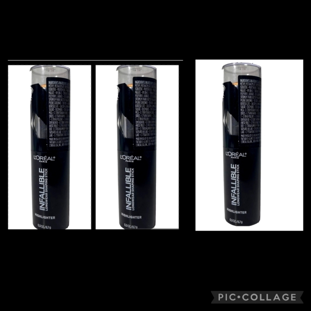 3pcs Loreal Infallible Longwear Shaping Stick Highlighter .3oz #42 Gold is Col